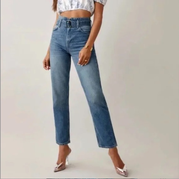 Reformation Cynthia Belted High Rise Straight Jeans size 27 - Picture 1 of 12